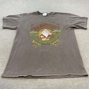 VTG Disney Grumpy Mens Large Brown Tranquility Graphic Tee T-Shirt Snow White